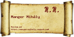Manger Mihály névjegykártya